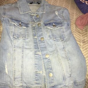 Jean jacket, with a dress